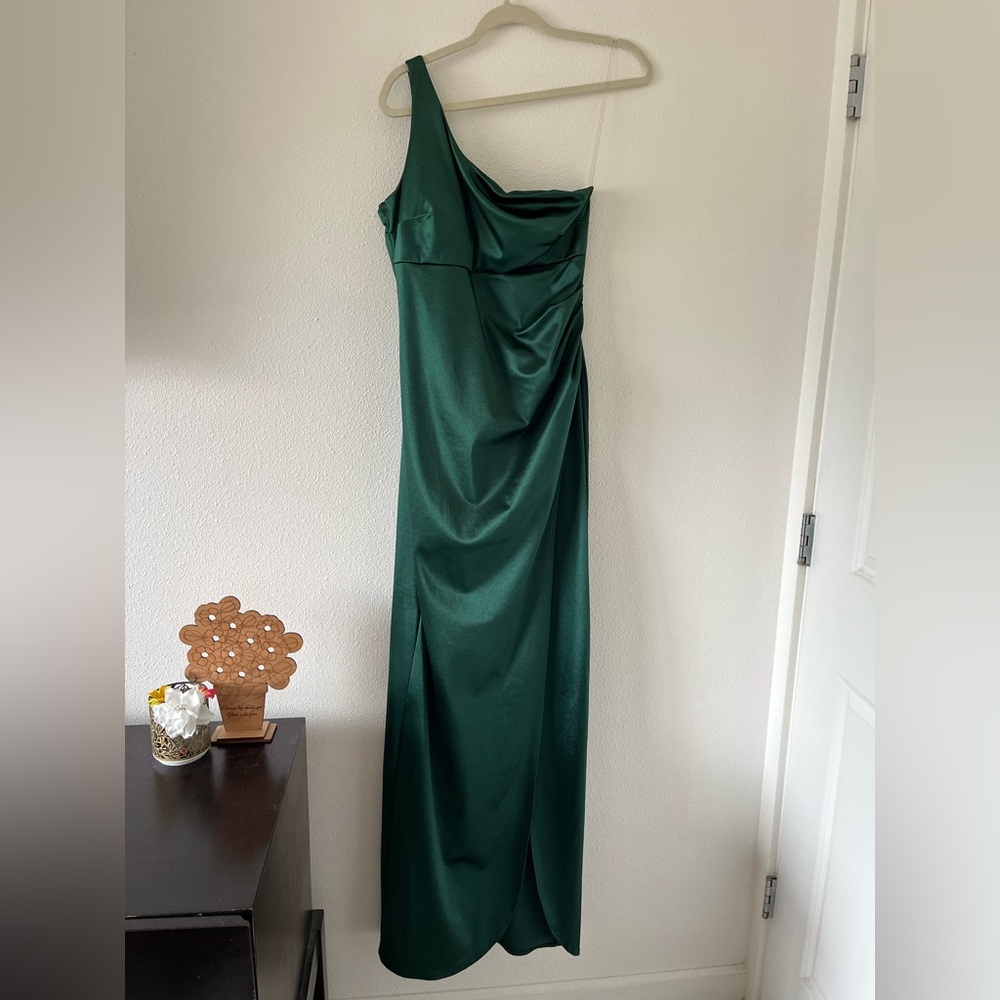 Emerald Sundae Green One-Shoulder Sleeveless Gown